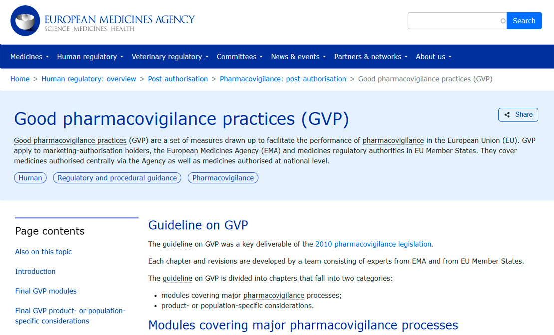 Good pharmacovigilance practices (EMEA)
2023-12-13